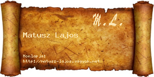 Matusz Lajos névjegykártya